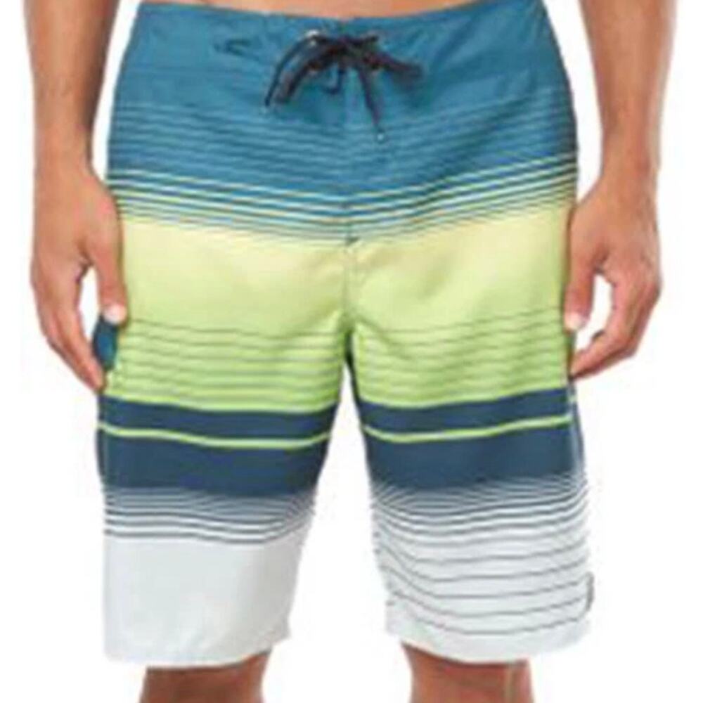 O'Neill Lennox Striped Boardshorts - Size 28 - Lime Green